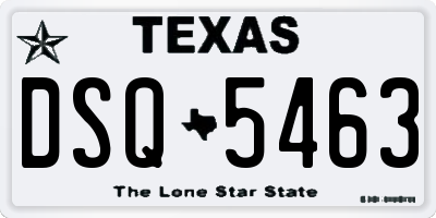 TX license plate DSQ5463