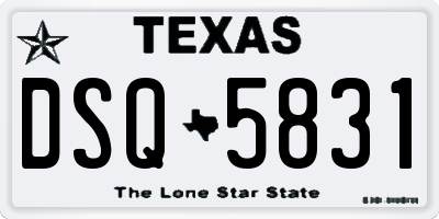 TX license plate DSQ5831