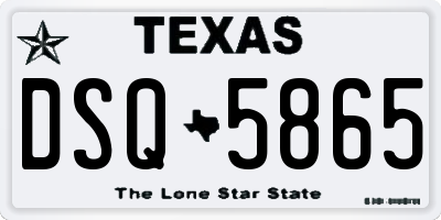 TX license plate DSQ5865