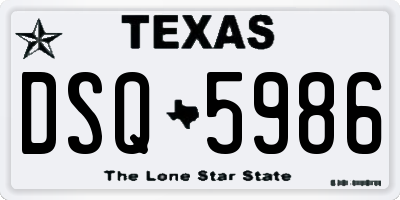 TX license plate DSQ5986