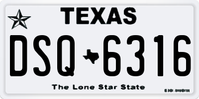 TX license plate DSQ6316