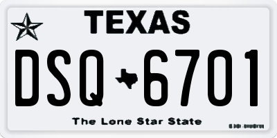 TX license plate DSQ6701
