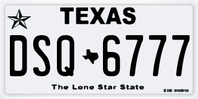 TX license plate DSQ6777