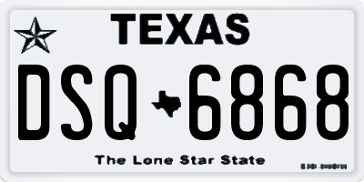TX license plate DSQ6868