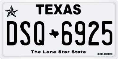 TX license plate DSQ6925