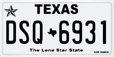 TX license plate DSQ6931
