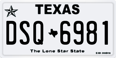 TX license plate DSQ6981