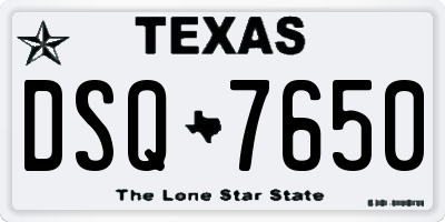 TX license plate DSQ7650