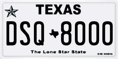 TX license plate DSQ8000