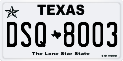 TX license plate DSQ8003
