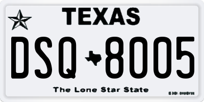 TX license plate DSQ8005