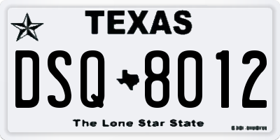 TX license plate DSQ8012