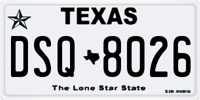 TX license plate DSQ8026