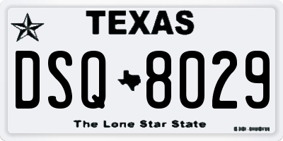 TX license plate DSQ8029