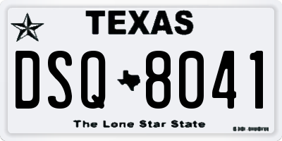 TX license plate DSQ8041
