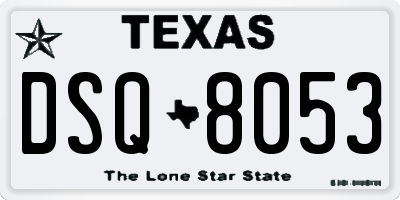 TX license plate DSQ8053