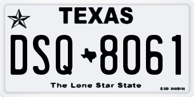 TX license plate DSQ8061
