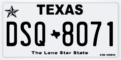TX license plate DSQ8071