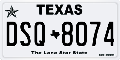 TX license plate DSQ8074
