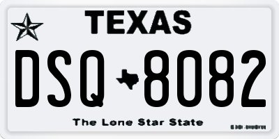TX license plate DSQ8082