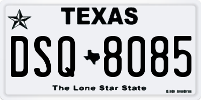 TX license plate DSQ8085