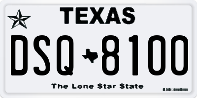TX license plate DSQ8100