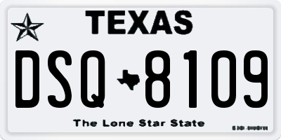 TX license plate DSQ8109