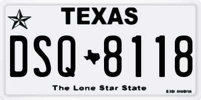 TX license plate DSQ8118