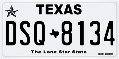 TX license plate DSQ8134