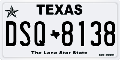 TX license plate DSQ8138