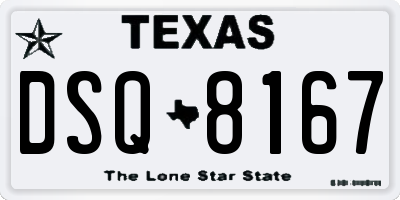 TX license plate DSQ8167