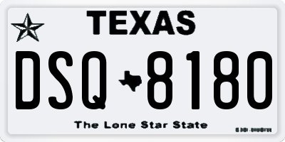 TX license plate DSQ8180