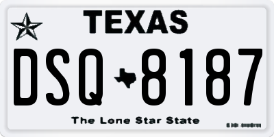 TX license plate DSQ8187