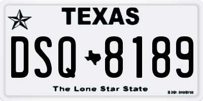 TX license plate DSQ8189