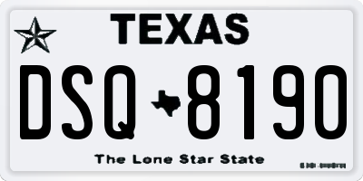 TX license plate DSQ8190