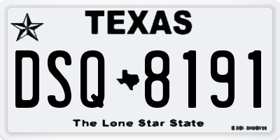 TX license plate DSQ8191