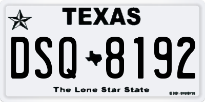 TX license plate DSQ8192