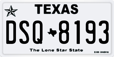 TX license plate DSQ8193