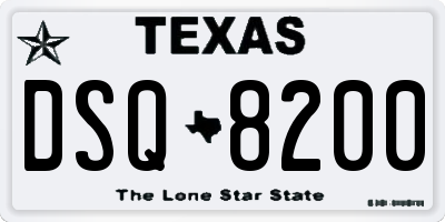 TX license plate DSQ8200
