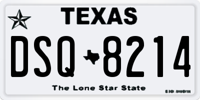 TX license plate DSQ8214