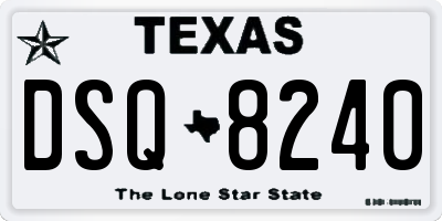 TX license plate DSQ8240