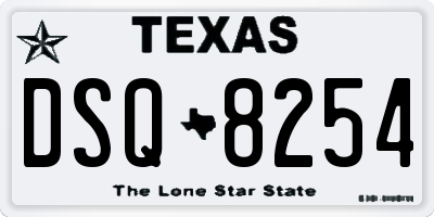 TX license plate DSQ8254