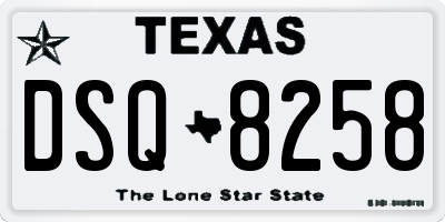 TX license plate DSQ8258