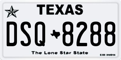 TX license plate DSQ8288