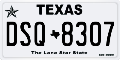 TX license plate DSQ8307