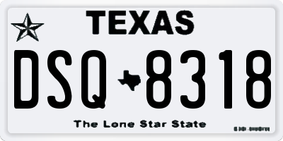 TX license plate DSQ8318