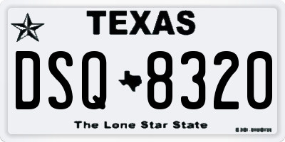 TX license plate DSQ8320