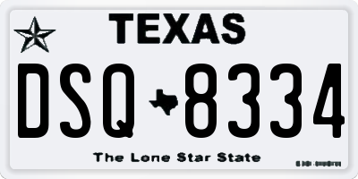 TX license plate DSQ8334