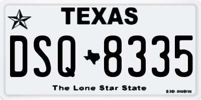 TX license plate DSQ8335
