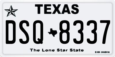TX license plate DSQ8337